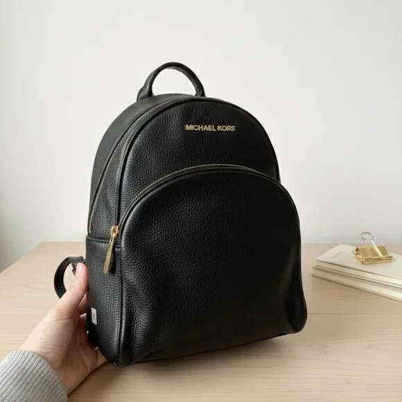 Authentic Michael kors black leather backpack purse